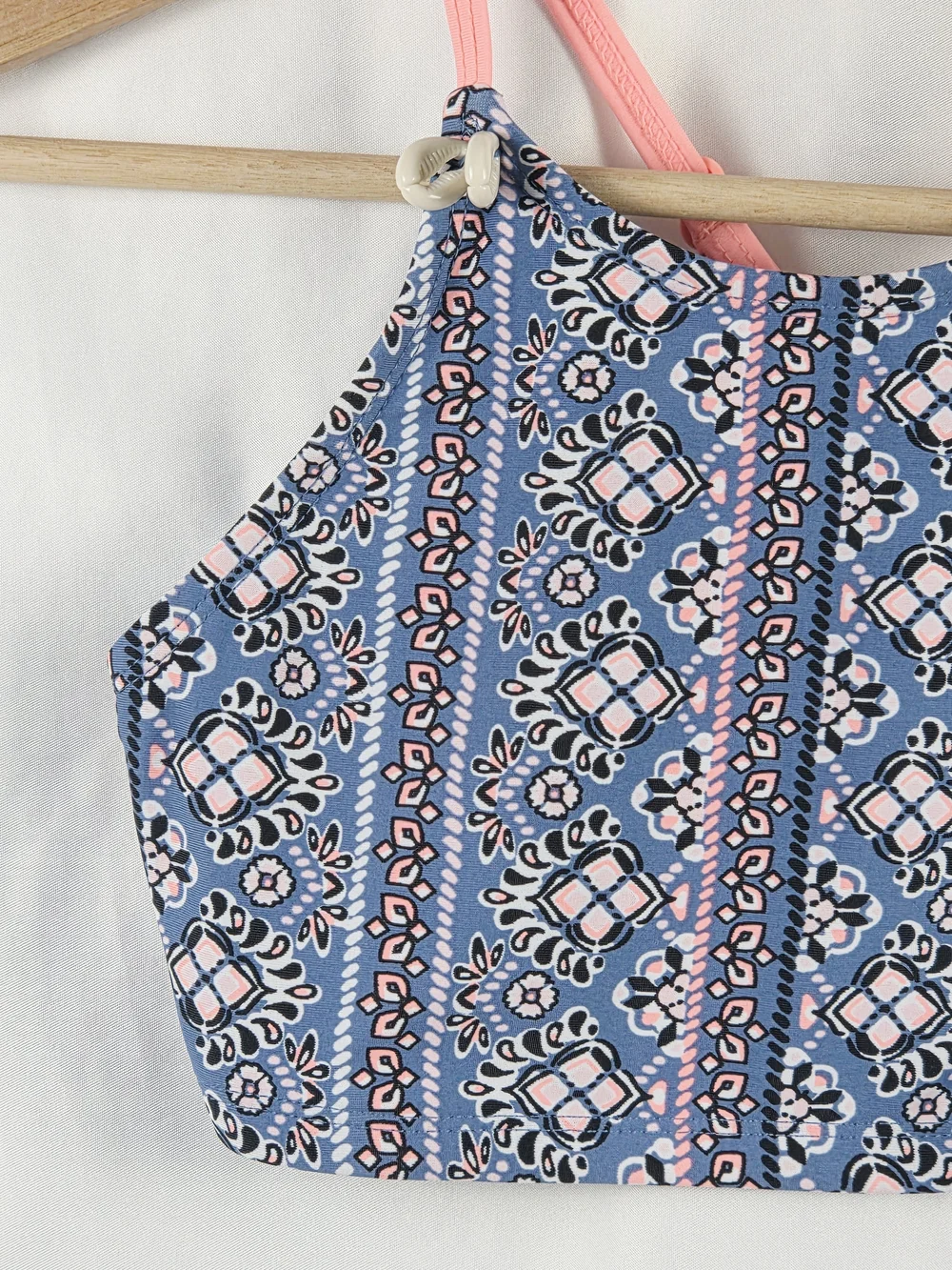 Justice Girls Blue & Pink Patterned Swimsuit Tank Top Size 10
